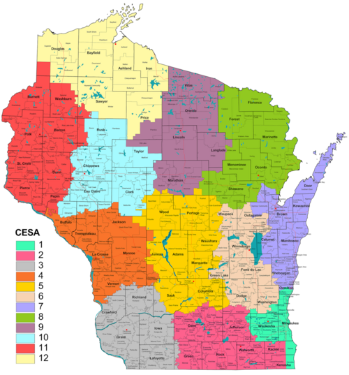 State of Wisconsin CESA Map